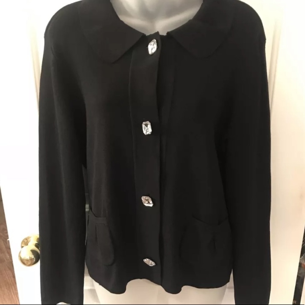 Yarns & Stitches Sz Large Black Stretchy Cardigan